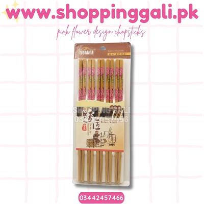 WOODEN CHOPSTICKS IN PINK FLOWERS DESIGN ( 10 PAIR CHOPSTICKS )