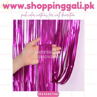 PINK COLOR FOIL CURTAINS PARTY DECORATION BACKDROP ( 30 INCH X 70 INCH )