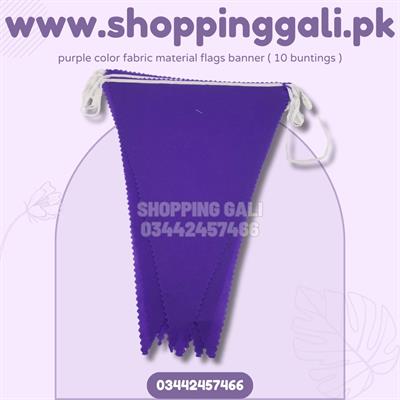 PURPLE COLOR FABRIC MATERIAL FLAGS BANNER FOR PARTY DECORATION ( PACK OF 10 BUNTINGS )