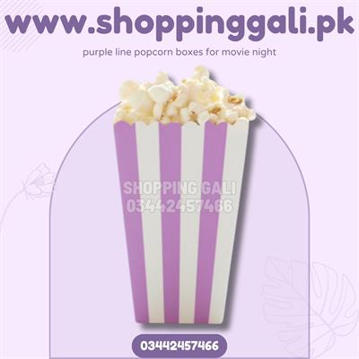 PURPLE LINES POPCORN BOXES ( PACK OF 10 POPCORN BOXES )