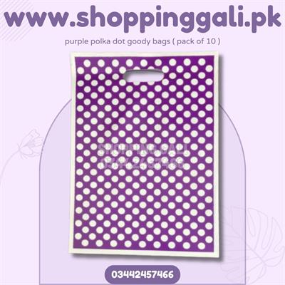 PURPLE POLKA DOT GOODY BAGS ( PACK OF 10 GOODY BAGS )