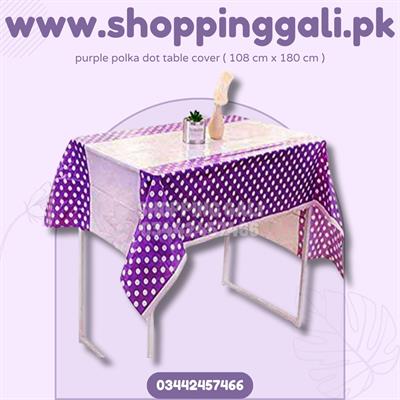 PURPLE POLKA DOT TABLE COVER FOR TABLE DECORATION ( 108 CM X 180 CM )