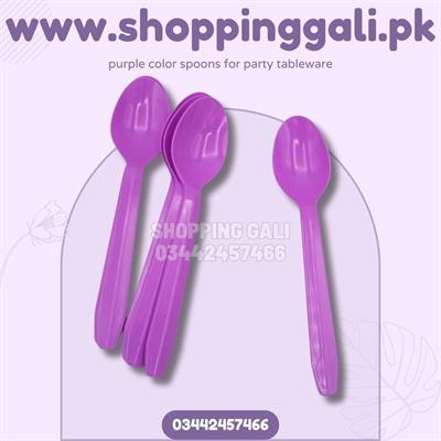 LIGHT PURPLE COLOR SPOONS ( PACK OF 20 PLASTIC SPOONS )