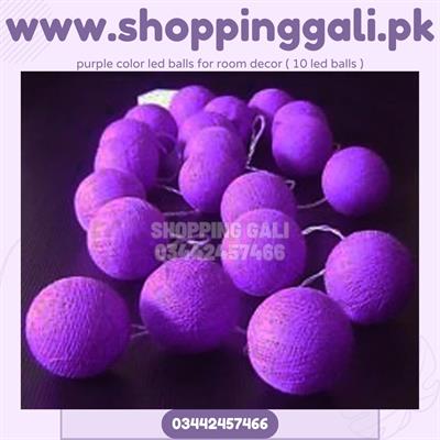 DARK PURPLE LED BALLS FAIRY LIGHT BATTERY OPERATED ( 10 LED BALLS )