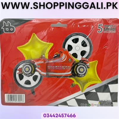 RACING CAR FOIL BALLOON SET - PACK OF 5 FOIL BALLOONS - CARS THEME FOIL BALLOONS