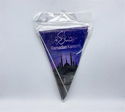 RAMADAN KAREEM FLAGS BANNER IN DARK BLUE COLOR ( PACK OF 10 BUNTINGS )