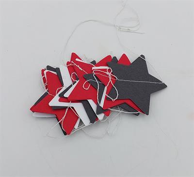 BLACK, RED & WHITE STAR GARLAND (2 INCH STARS)