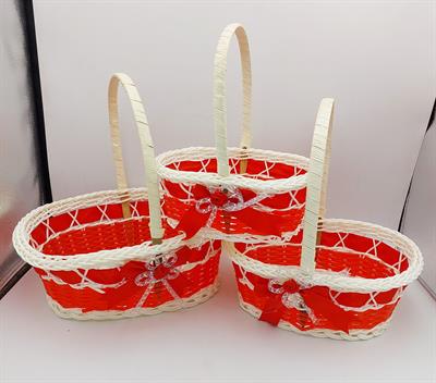 RED COLOR PLASTIC MATERIAL BASKETS FOR GIFTS ( SET OF 3 )