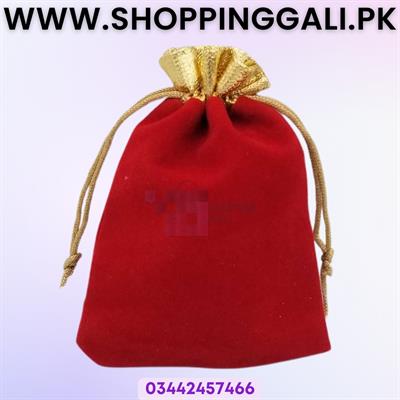 RED GOLDEN VELVET NIKKAH BIDH POUCH - BIDH BAG - 50 PCS - NIKKAH DECORATION ITEMS