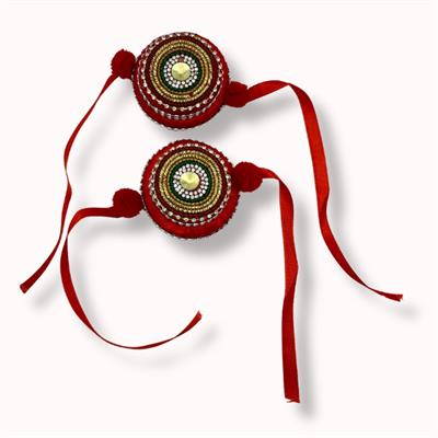 RED COLOR BEAUTIFUL BRIDAL GAANA WRIST BAND FOR WEDDING CEREMONY ( PACK OF 2 GAANA )