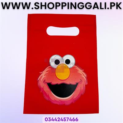 SESAME STREETS THEME GOODY BAGS - PACK OF 10 GOODY BAGS - SESAME STREETS FABRIC MATERIAL GIFT BAGS