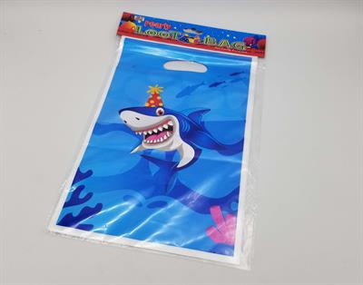 Shark Theme Goody Bags - 10 Inch By 6.5 Inch - Blue Color - Unisex - Pack Of 10 Goody Bags