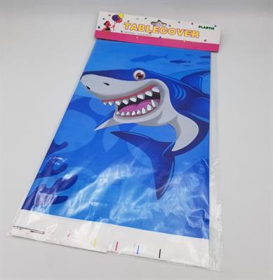 Shark Theme Table Cover - 108 cm by 180 cm - Plastic Table Cover - Blue Color - Unisex Theme - Pack Of 1 Table Cover
