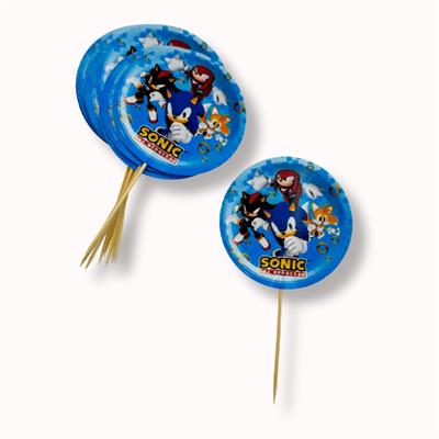 SONIC THEME CUPCAKE TOPPERS - PACK OF 10 - BIRTHDAY DECORATION - CUPCAKE DECORATION - CAKE DECORATION