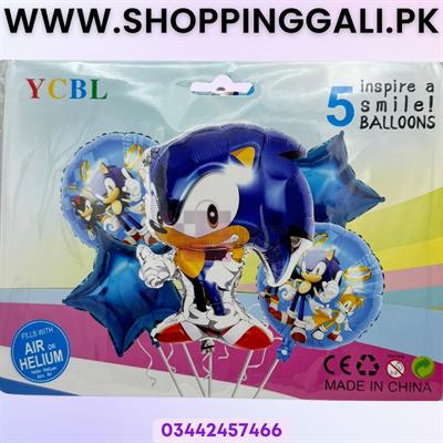 SONIC THEME FOIL BALLOON SET BLUE - PACK OF 5 FOIL BALLOONS - SONIC FOIL BALLOONS