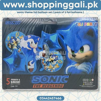 SONIC THEME FOIL BALLOON SET BLUE STARS - PACK OF 5 FOIL BALLOONS - SONIC FOIL BALLOONS