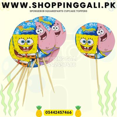 SPONGEBOB SQUAREPANTS THEME CUPCAKE TOPPER - PACK OF 10 CUPCAKE TOPPERS - SPONGEBOB SQUAREPANTS CUPCAKE TOPPERS