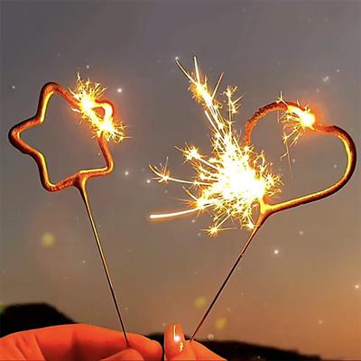 1 STARS 1 HEART SPARKLING CANDLE FOR CAKE DECORATION ( PACK OF 2 CANDLES )