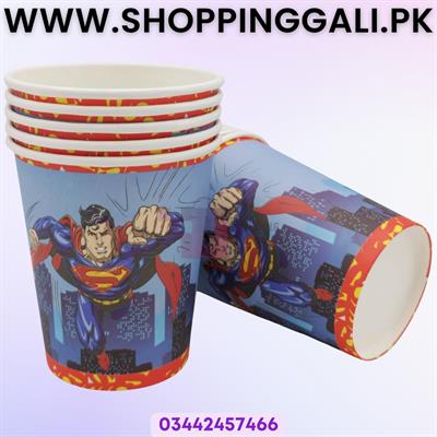 SUPERMAN THEME PAPER CUPS - PACK OF 10 PAPER CUPS - SUPERMAN CUPS