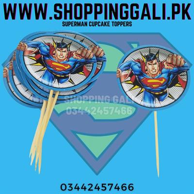 SUPERMAN THEME CUPCAKE TOPPER - PACK OF 10 CUPCAKE TOPPERS - SUPERMAN CUPCAKE TOPPERS