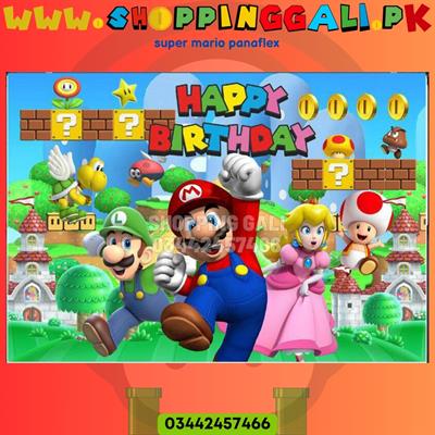 SUPER MARIO BIRTHDAY PARTY BANNER ( 36 INCHES X 24 INCHES )