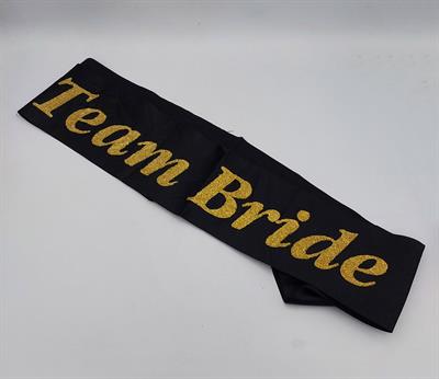 TEAM BRIDE BLACK AND GOLDEN COLOR BRIDAL SHOWER PARTY WEAR SASH