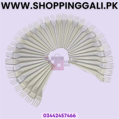 Plastic Forks - White Disposable Cutlery - Unisex - Pack Of 35