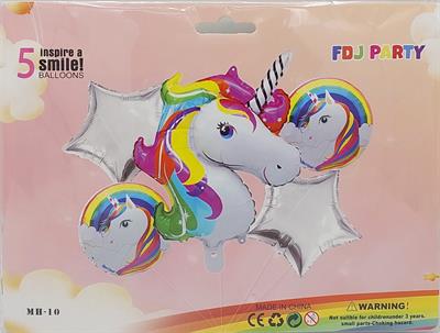 UNICORN FOIL BALLOONS IN MULTICOLOR ( PACK OF 5 FOIL BALLOONS )