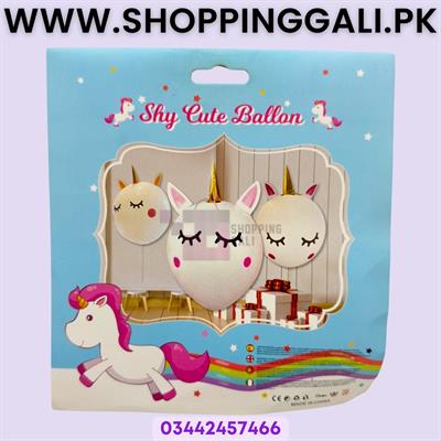 Unicorn Latex Balloon Set - Large Size Latex Balloons - White Color - Girls Theme