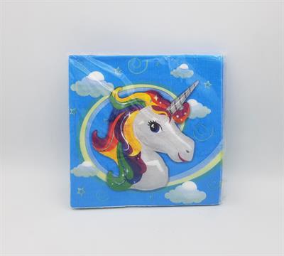 Unicorn Theme Napkins - Napkins - Blue Color - Girls Theme - Pack Of 20 Napkins