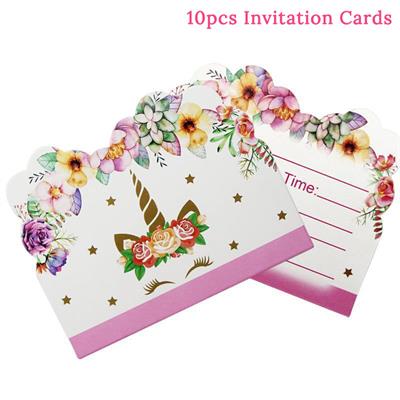 UNICORN INVITATION CARDS IN PINK COLOR ( PACK OF 10 INVITATION CARDS )