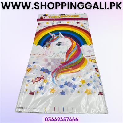 UNICORN TABLE COVER IN WHITE COLOR FOR TABLE DECORATION ( 108 CM X 180 CM )