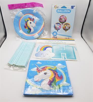 UNICORN BIRTHDAY PARTY THEME SET 1 IN BLUE COLOR