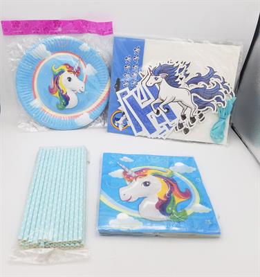 UNICORN BIRTHDAY PARTY THEME SET 3 IN BLUE COLOR