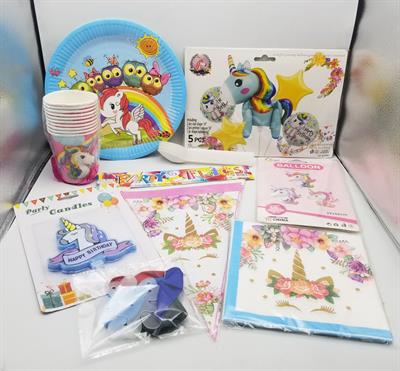 UNICORN BIRTHDAY PARTY THEME SET 4 IN BLUE COLOR