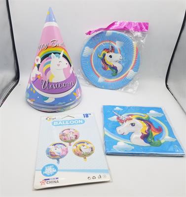 UNICORN BIRTHDAY PARTY THEME SET 5 IN BLUE COLOR