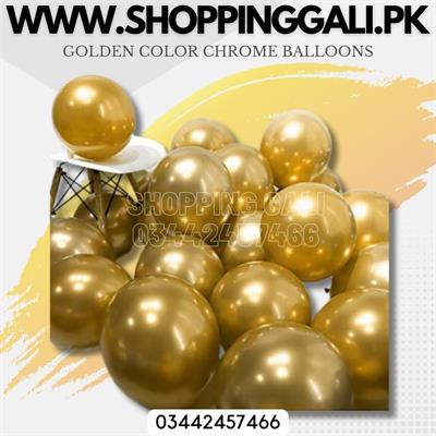 GOLDEN METALLIC CHROME BALLOONS ( PACK OF 10 GOLDEN BALLOONS )