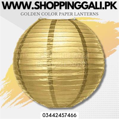 GOLDEN COLOR PAPER LANTERNS 10 INCH SIZE ( SET OF 2 PAPER LANTERN )