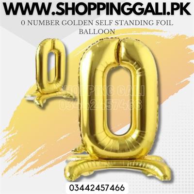 0 NUMBER SELF STANDING FOIL BALLOON IN GOLDEN COLOR ( 32 INCH IN SIZE )