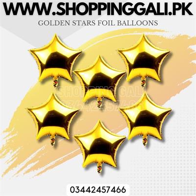 GOLDEN STARS FOIL BALLOONS ( PACK OF 6 STARS FOIL BALLOONS )