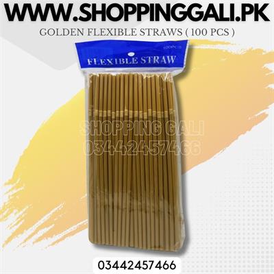 GOLDEN STRAWS PERFECT FOR GOLDEN THEME ( PACK OF 100 PLASTIC STRAWS )