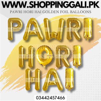 PAWRI HORI HAI FOIL BALLOON IN GOLDEN COLOR ( PACK OF 12 FOIL BALLOONS )