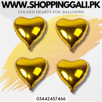 GOLDEN HEARTS FOIL BALLOON ( PACK OF 5 HEARTS FOIL BALLOONS )