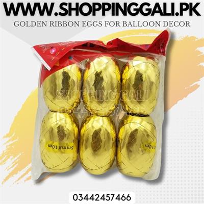 GOLDEN RIBBON EGGS FOR BALLOON DECORATION ( PACK OF 6 CURLING RIBBONS )