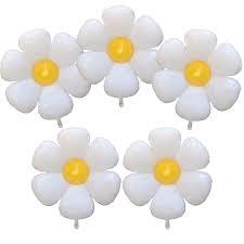 WHITE COLOR SMILEY FLOWERS FOIL BALLOON ( PACK OF 5 FOIL BALLOONS )