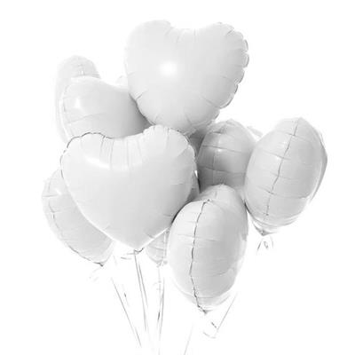 WHITE HEARTS FOIL BALLOON PACK OF 5 FOIL BALLOONS