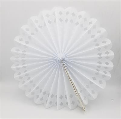 WHITE COLOR PAPER FAN PERFECT FOR PARTY DECORATION ( 13 INCH SIZE )