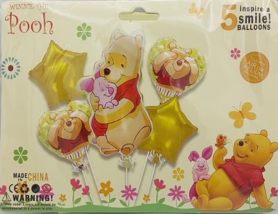 WINNIE THE POOH FOIL BALLOON SET ( PACK OF 5 FOIL BALLOONS )