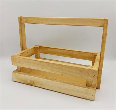 WOODEN BASKET IN RECTANGLE SHAPE WITH HANDLE ( 9.7 INCH X 5.8 INCH )