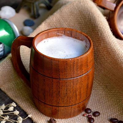 Party-Ready Eco-Friendly Wooden Mugs - 400ml Classic Natural Wood Cups, Ideal for Novelty Gifts